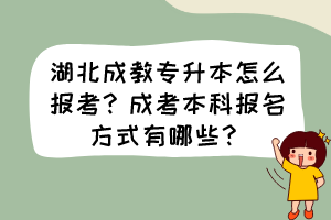 湖北成教專升本怎么報(bào)考？成考本科報(bào)名方式有哪些？