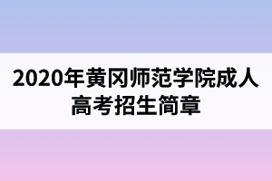 2020年黃岡師范學(xué)院成人高考招生簡(jiǎn)章