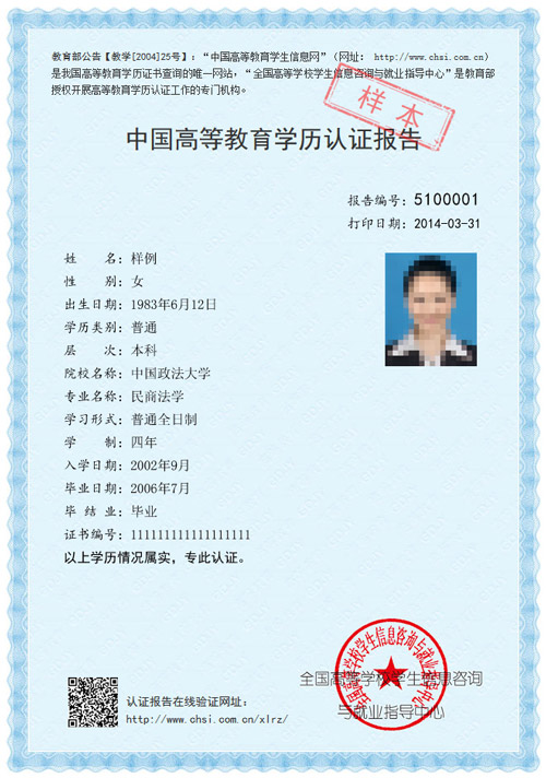 湖北成人教育學(xué)歷認(rèn)證報(bào)告示例圖(1)