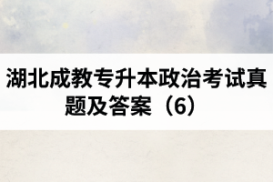 湖北成教專升本政治考試真題及答案（6）
