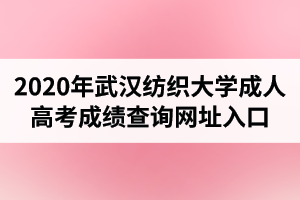 2020年武漢紡織大學(xué)成人高考成績查詢網(wǎng)址入口