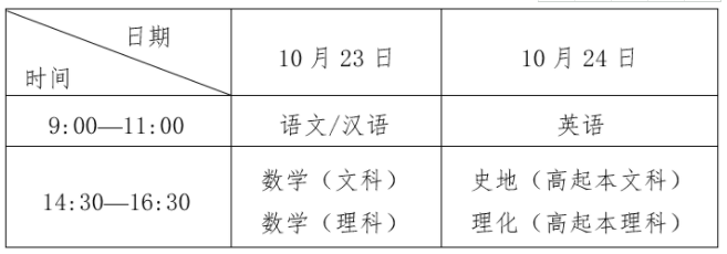 湖北成考高起專、高起本考試時(shí)間
