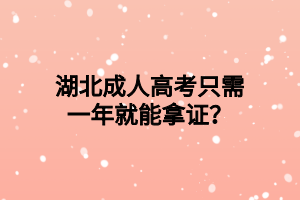 湖北成人高考只需一年就能拿證？