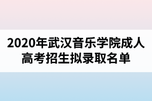 2020年武漢音樂學院成人高考招生擬錄取名單