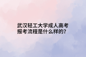 武漢輕工大學(xué)成人高考報(bào)考流程是什么樣的？