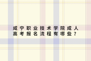 咸寧職業(yè)技術(shù)學(xué)院成人高考報(bào)名流程有哪些？