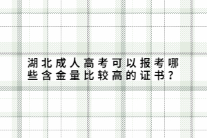 湖北成人高考可以報考哪些含金量比較高的證書？
