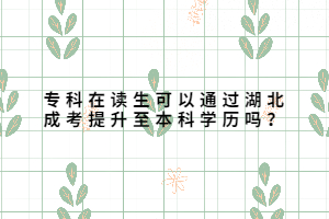 專(zhuān)科在讀生可以通過(guò)湖北成考提升至本科學(xué)歷嗎？