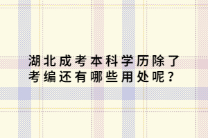 湖北成考本科學(xué)歷除了考編還有哪些用處呢？