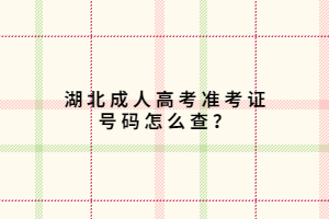 湖北成人高考準考證號碼怎么查？