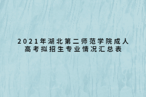 2021年湖北第二師范學院成人高考擬招生專業(yè)情況匯總表