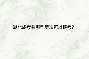 湖北成考有哪些層次可以報(bào)考？