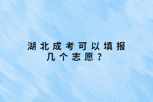 湖北成考可以填報幾個志愿？