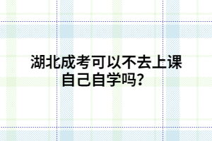 湖北成考可以不去上課 自己自學(xué)嗎？