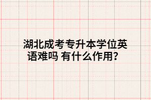 湖北成考專(zhuān)升本學(xué)位英語(yǔ)難嗎 有什么作用？