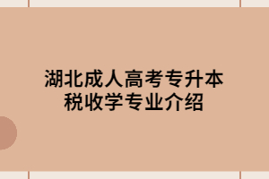 湖北成人高考專升本稅收學專業(yè)介紹