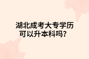 湖北成考大專學(xué)歷可以升本科嗎？