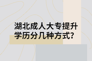 湖北成人大專提升學(xué)歷分幾種方式？