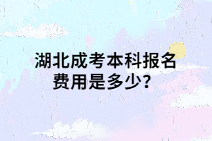湖北成考本科報名費用是多少？