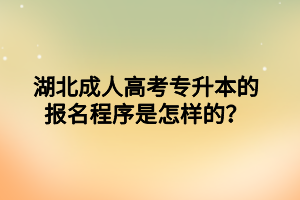 湖北成人高考專升本的報(bào)名程序是怎樣的？