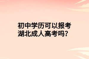 初中學歷可以報考湖北成人高考嗎？