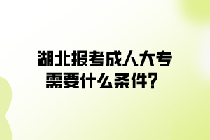 湖北報(bào)考成人大專需要什么條件？