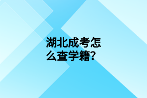 湖北成考怎么查學(xué)籍？