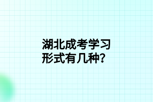 湖北成考學習形式有幾種？