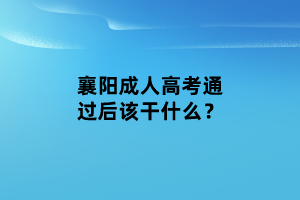 襄陽成人高考通過后該干什么？