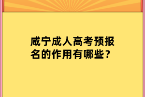 咸寧成人高考預(yù)報(bào)名的作用有哪些？