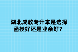 湖北成教專升本是選擇函授好還是業(yè)余好？