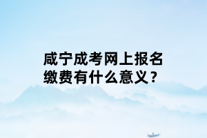 咸寧成考網(wǎng)上報名繳費有什么意義？