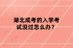 湖北成考的入學(xué)考試沒過怎么辦？