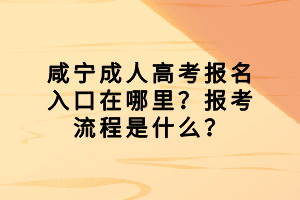 咸寧成人高考報(bào)名入口在哪里？報(bào)考流程是什么？