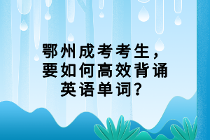 鄂州成考考生，要如何高效背誦英語(yǔ)單詞？