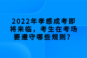 2022年孝感成考即將來臨，考生在考場要遵守哪些規(guī)則？