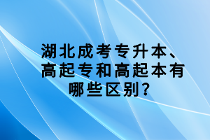 湖北成考專(zhuān)升本、高起專(zhuān)和高起本有哪些區(qū)別？