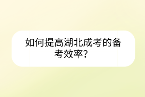 如何提高湖北成考的備考效率？