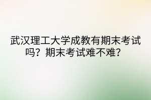 武漢理工大學成教有期末考試嗎？期末考試難不難？