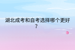 湖北成考和自考選擇哪個更好？
