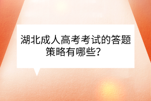 湖北成人高考考試的答題策略有哪些？