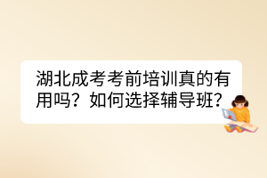 湖北成考考前培訓(xùn)真的有用嗎？如何選擇輔導(dǎo)班？