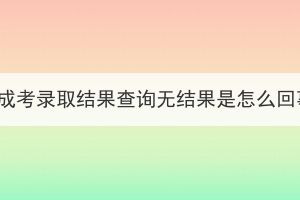 湖北成考錄取結(jié)果查詢無結(jié)果是怎么回事？