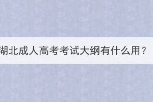 湖北成人高考考試大綱有什么用？