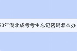 2023年湖北成考考生忘記密碼怎么辦？