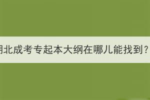 湖北成考專起本大綱在哪兒能找到？