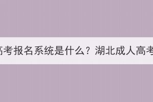 2023年湖北省成人高考報名系統(tǒng)是什么？湖北成人高考報名流程有哪些？