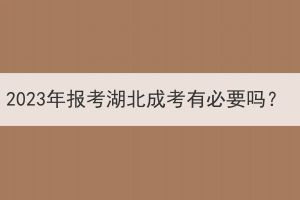 2023年報(bào)考湖北成考有必要嗎？