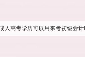 湖北成人高考學歷可以用來考初級會計嗎？