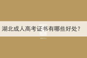 湖北成人高考證書有哪些好處？